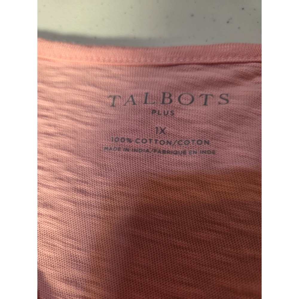 Talbots Pink Lace Front Tee Short Sleeve Casual Weekend Size 1X - Picture 5 of 5